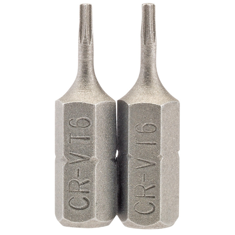 Draper TX-STAR® ; Insert Bit, 1/4" Hex, 25mm Long, T6 (Pack of 2) DRA-66338