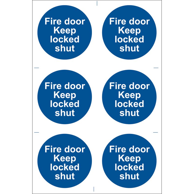 Draper Fire Door Keep Locked' Mandatory Sign (Pack of 6) DRA-72120