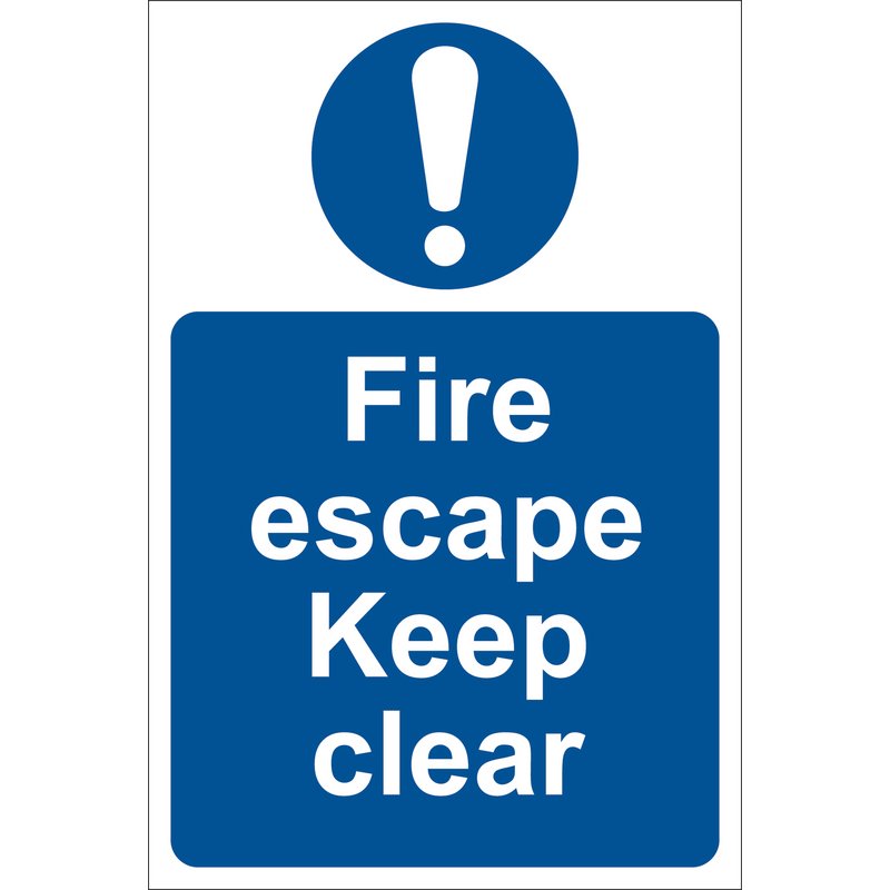 Draper 'Fire Escape Keep Clear' Mandatory Sign DRA-72146