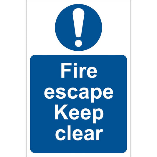 Draper 'Fire Escape Keep Clear' Mandatory Sign DRA-72146