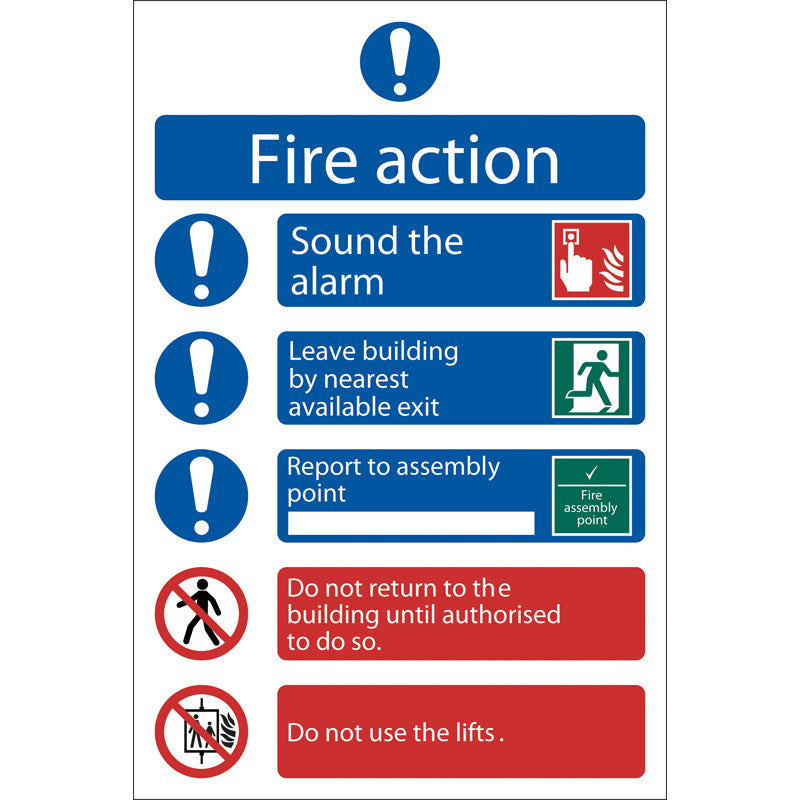 Draper Fire Action Procedure' Mandatory Sign, 200 x 300mm, Design 2 DRA-72156