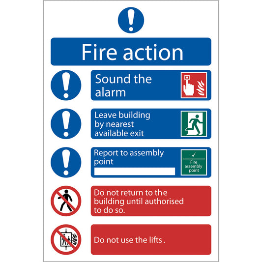 Draper Fire Action Procedure' Mandatory Sign, 200 x 300mm, Design 2 DRA-72156