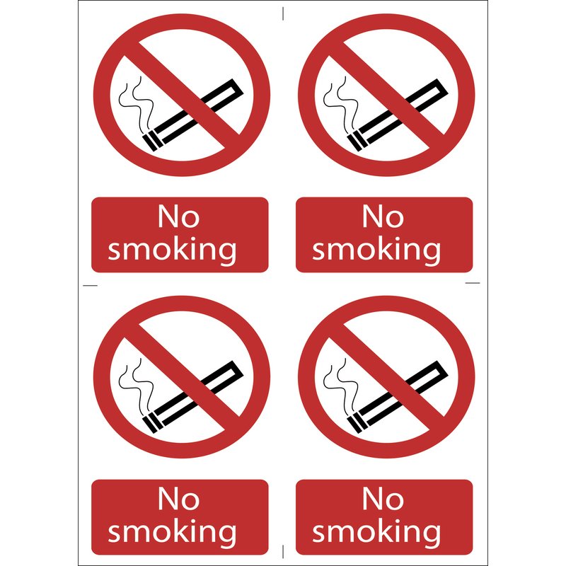 Draper No Smoking' Prohibition Sign (Pack of 4) DRA-72166