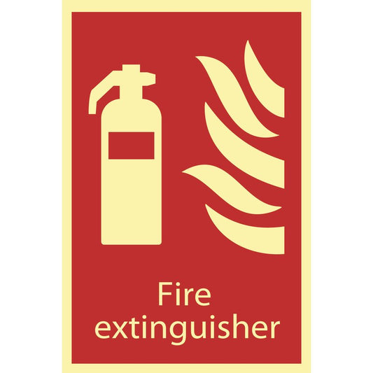 Draper Glow In The Dark 'Fire Extinguisher' Fire Equipment Sign DRA-72598