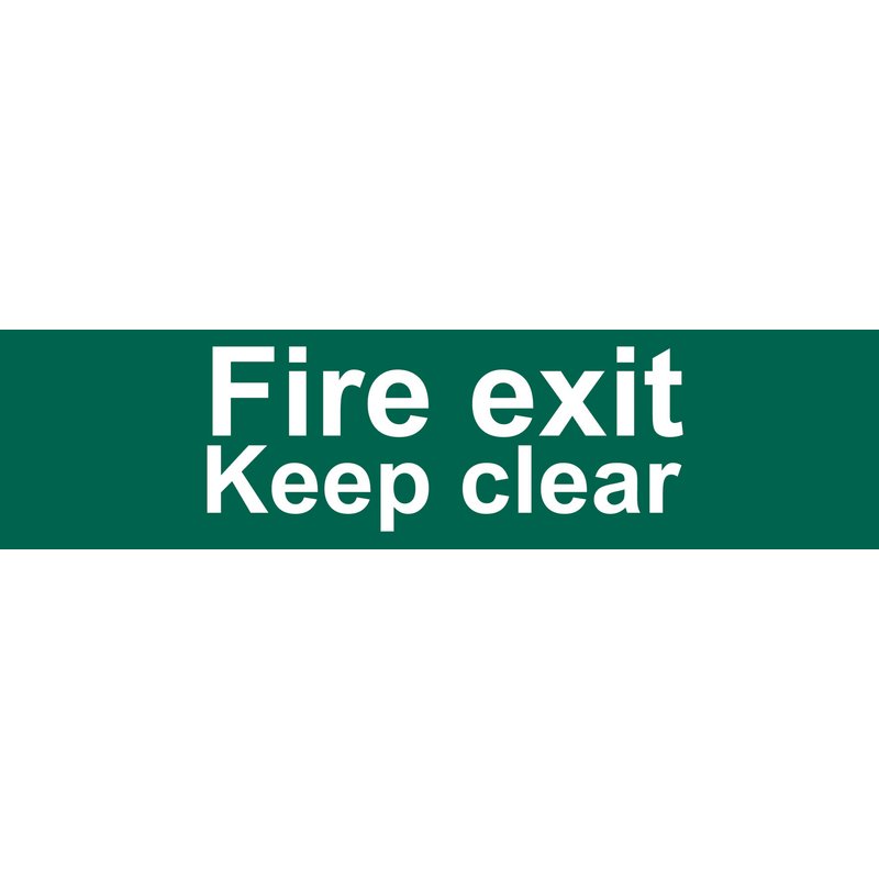 Draper Fire Exit Keep Clear' Safety Sign, 200 x 50mm DRA-73221