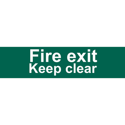 Draper Fire Exit Keep Clear' Safety Sign, 200 x 50mm DRA-73221