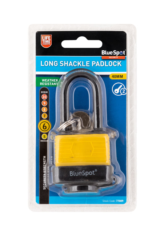 BlueSpot 40mm Long Shackle Weather Resistant Padlock 77009