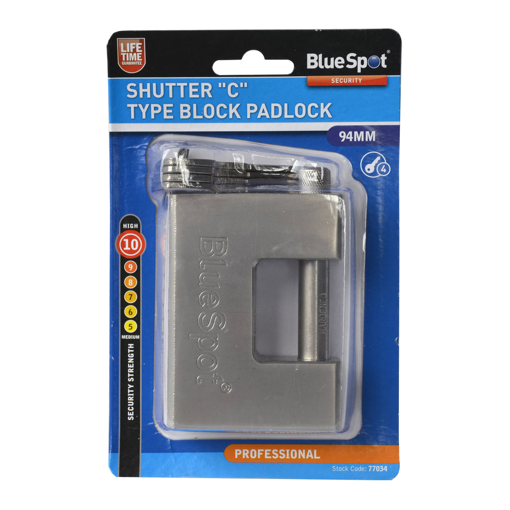 BlueSpot 94mm Shutter "C" Type Block Padlock 77034
