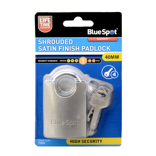 BlueSpot 40mm Shrouded Satin Finish Padlock 77042