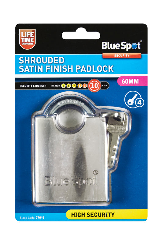 BlueSpot 60mm Shrouded Satin Finish Padlock 77046
