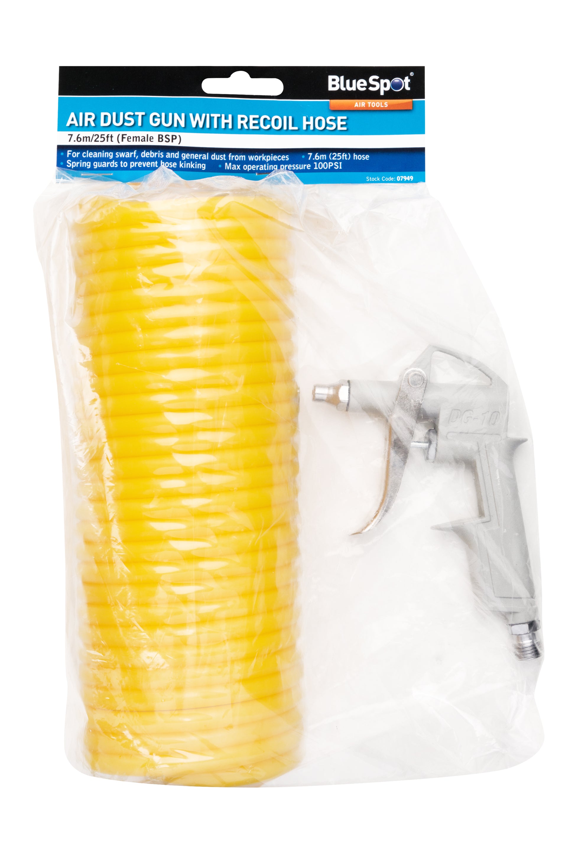 BlueSpot Air Dust Gun with Nylon Recoil Hose (7.6m/25ft) (Female BSP) 07949