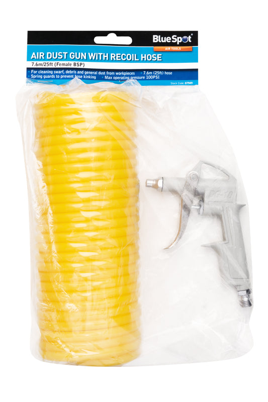 BlueSpot Air Dust Gun with Nylon Recoil Hose (7.6m/25ft) (Female BSP) 07949