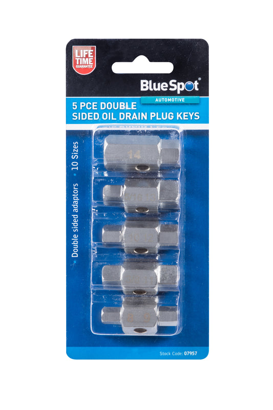 BlueSpot 5 PCE Double Sided Oil Drain Plug Keys 07957