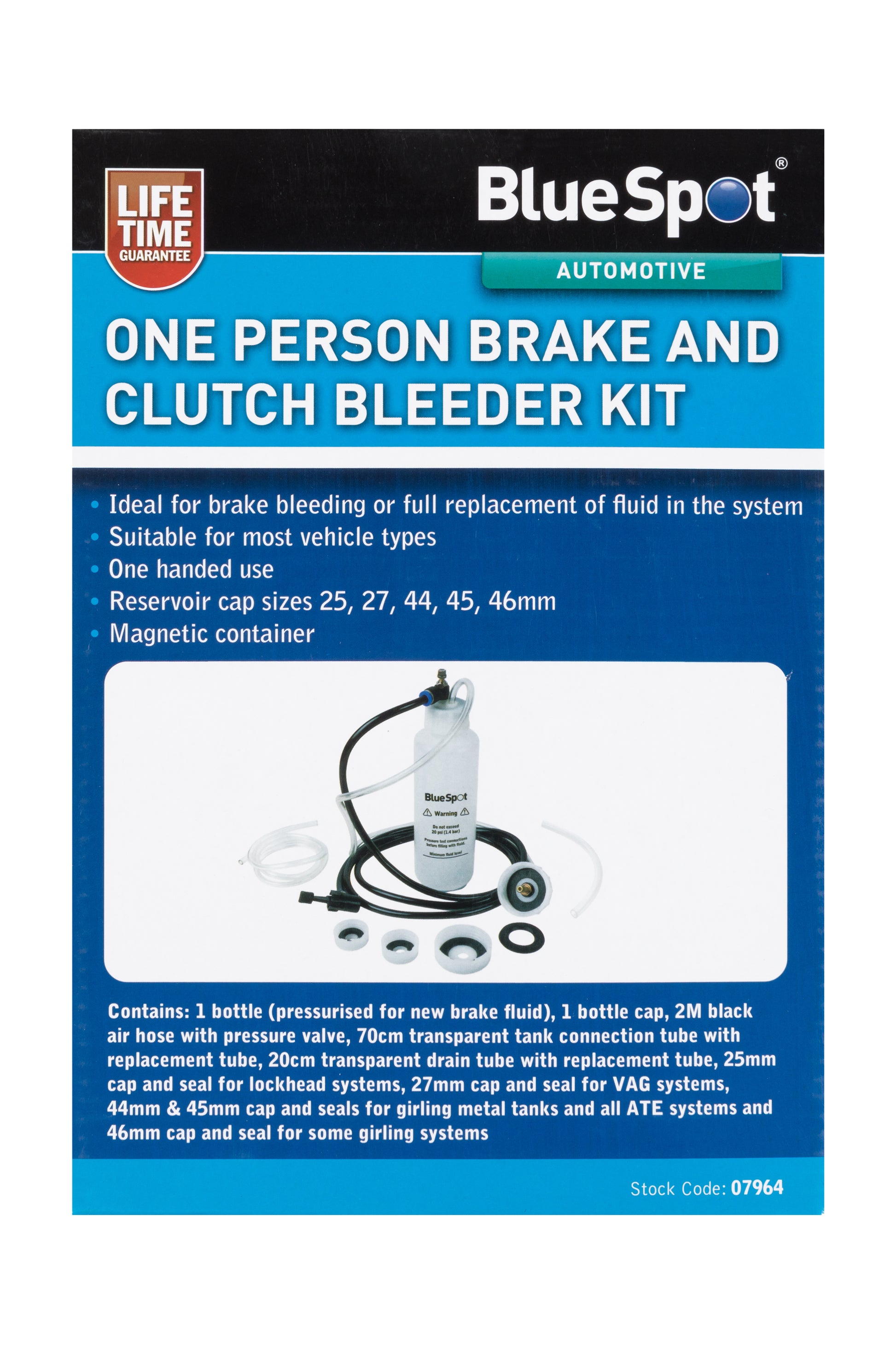BlueSpot One Person Brake And Clutch Bleeder Kit 07964