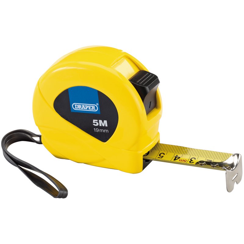 Draper Measuring Tapes, 5m/16ft x 19mm, 3 Colours (Dispenser of 12) DRA-82437