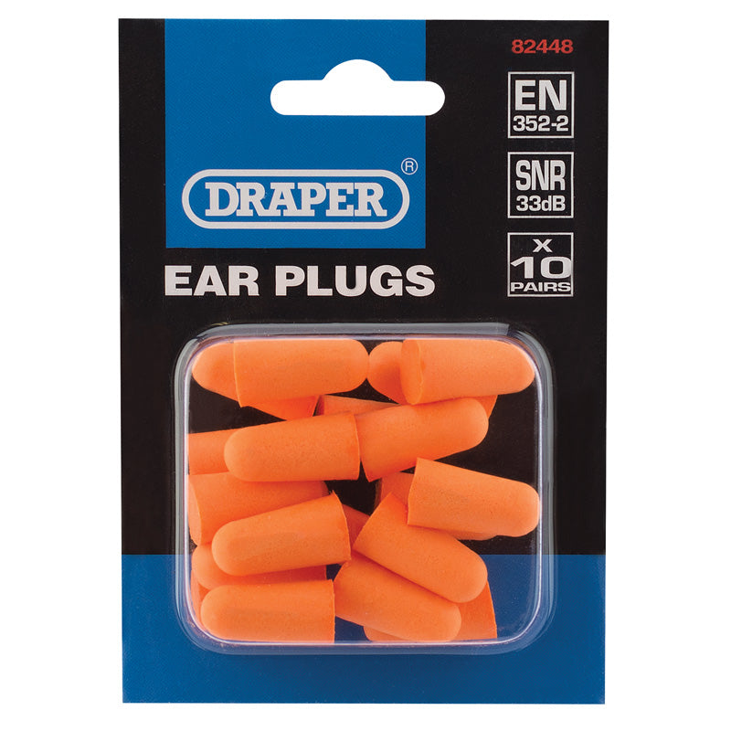 Draper Ear Plugs (Pack of 10 Pairs) DRA-82448