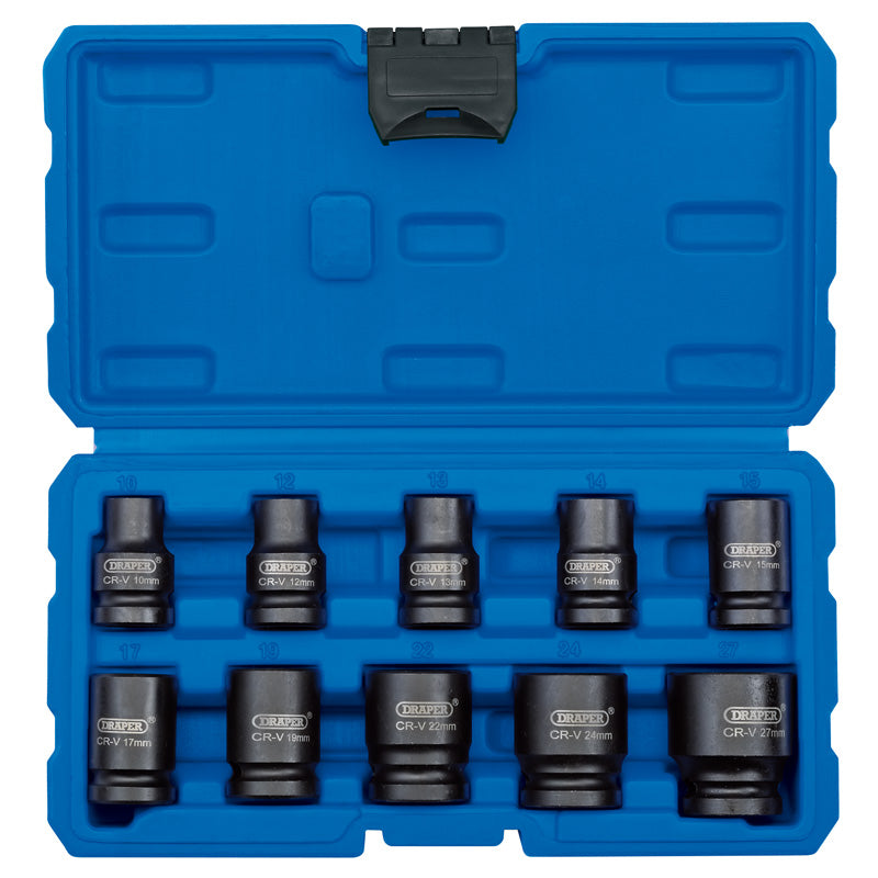 Draper Metric Impact Socket Set, 1/2" Sq. Dr. (10 Piece) DRA-83092