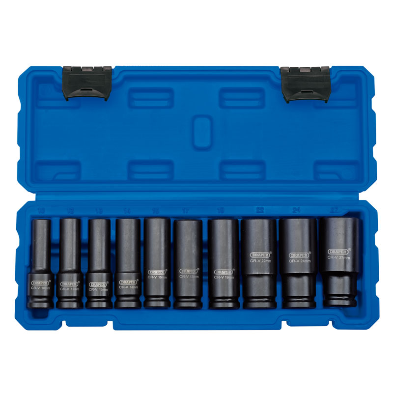 Draper Metric Deep Impact Socket Set, 1/2" Sq. Dr. (10 Piece) DRA-83096