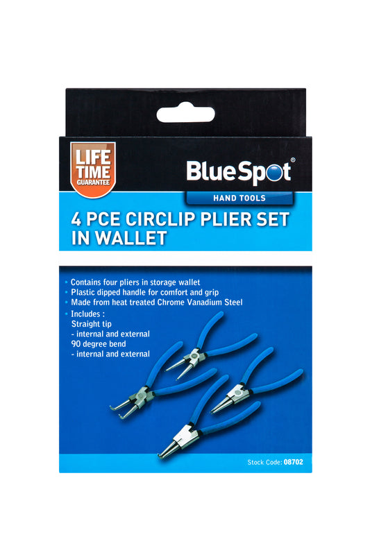 BlueSpot 4 PCE 150mm (6") Circlip Plier Set 08702