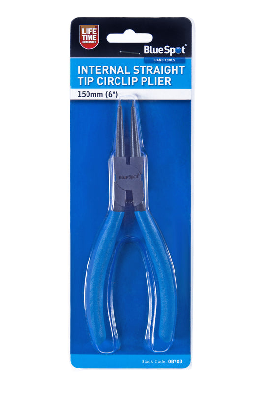 BlueSpot 150mm (6") Internal Straight Tip Circlip Plier 08703