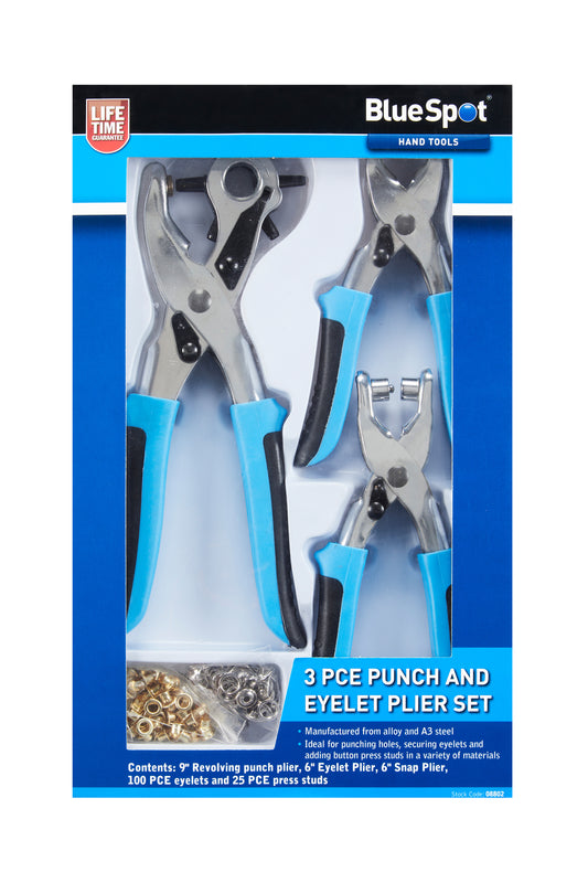 BlueSpot 3 PCE Punch And Eyelet Plier Set 08802