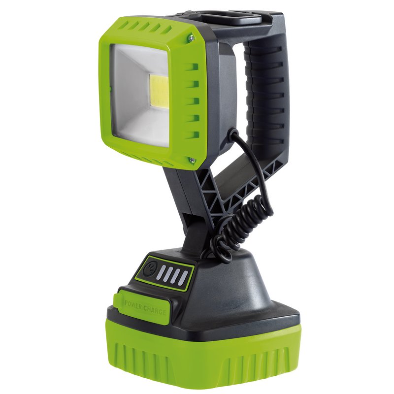 Draper COB LED Rechargeable Worklight, 10W, 1,000 Lumens, Green, 4 x 2.2Ah Batteries DRA-90033