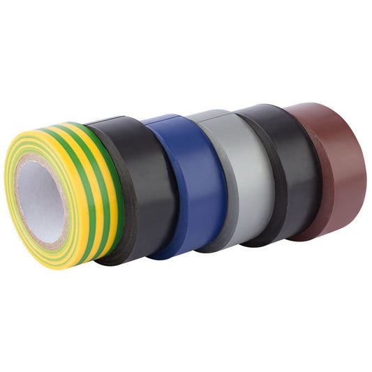 Draper Insulation Tape, 10m x 19mm, Mixed Colours (Pack of 6) DRA-90086