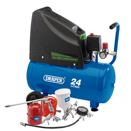 Draper 230V Oil Free Compressor and Air Tool Kit DRA-90126