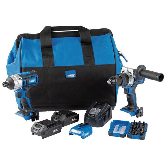 Draper D20 Fix 'N' Go Kit (2 Piece), 2 x 2.0Ah Batteries, 1 x Charger, 1 x Bag DRA-90471