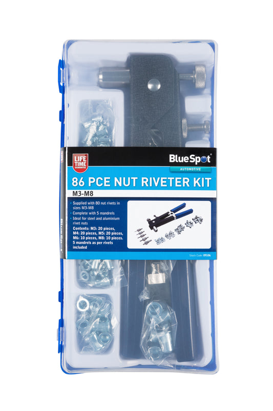 BlueSpot 86 PCE Nut Riveter Kit (M3 - M8) 09106