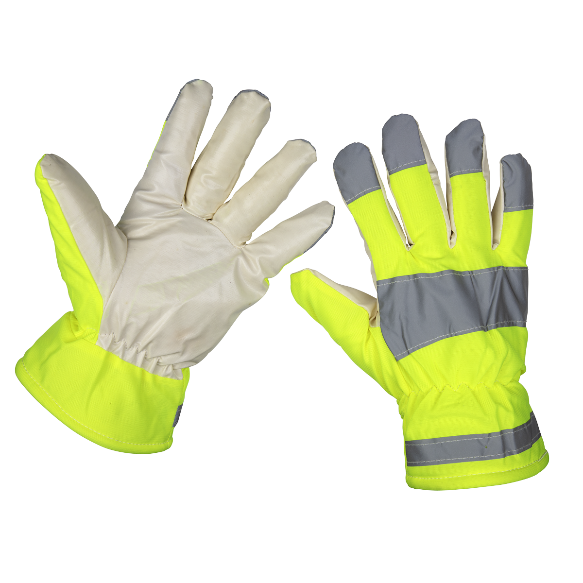 Sealey Yellow Hi-Vis Warm Hand Gloves - One-Size Pair 9135