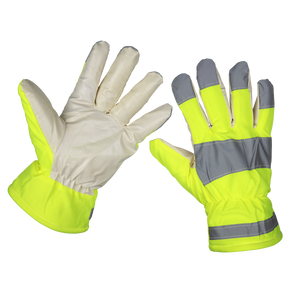 Sealey Yellow Hi-Vis Warm Hand Gloves - One-Size Pair 9135