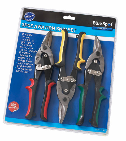 BlueSpot 3 PCE 250mm (10") Aviation Cutting Snips Set 09305