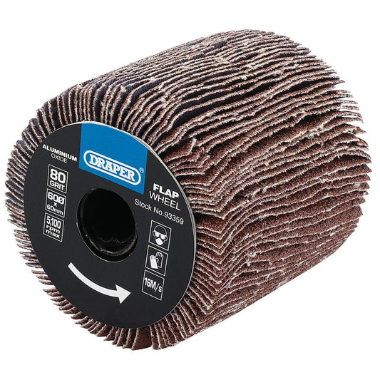Draper Aluminium Oxide Flap Wheel, 60 x 60mm, 80 Grit DRA-93359