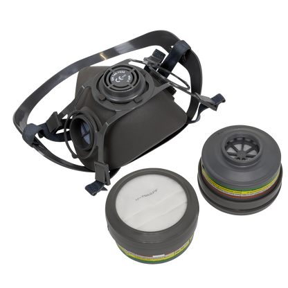 Sealey Half Mask with ABEK1 P2R Filter Cartridges 9360/63