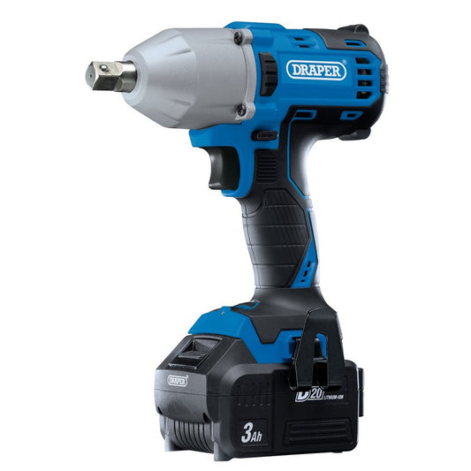 Draper D20 20V Brushless Mid-Torque Impact Wrench, 1/2", 400Nm, 2 x 3.0Ah Batteries, 1 x Charger DRA-97777
