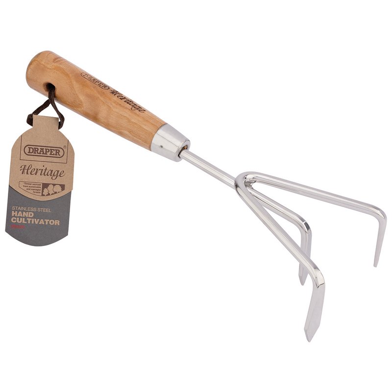 Draper Heritage Stainless Steel Hand Cultivator with Ash Handle DRA-99026