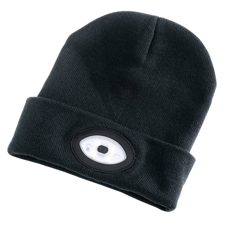 Draper Beanie Hat with Rechargeable Torch, One Size, 1W, 100 Lumens, Black DRA-99521