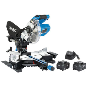 Draper D20 20V Brushless 185mm Sliding Compound Mitre Saw Kit (+2 x 5Ah Batteries and 12V Charger) DRA-99631