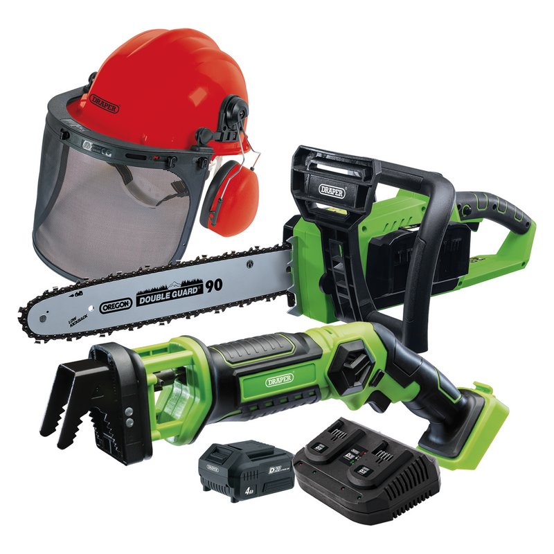 Draper D20 Cordless Garden Saw Kit with Forestry Helmet DRA-99763