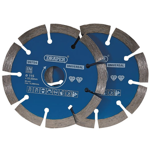 Draper Segmented Diamond Blade, 115mm (Pack of 2) DRA-99794