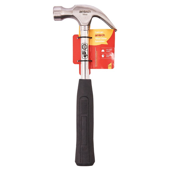 Amtech 16oz (450g) Polished GS claw hammer with steel shaft A0150