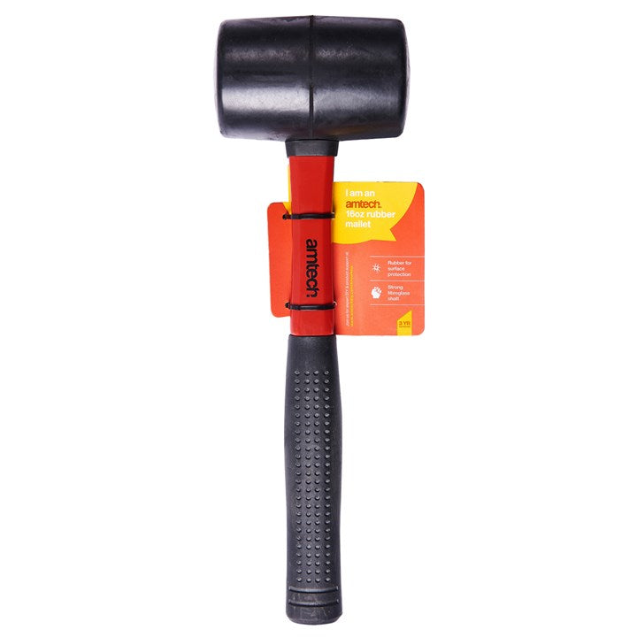 Amtech 16oz (450g) Black rubber mallet with fibreglass shaft A1580