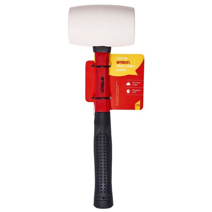 Amtech 16oz (450g) White rubber mallet with fibreglass shaft A1675
