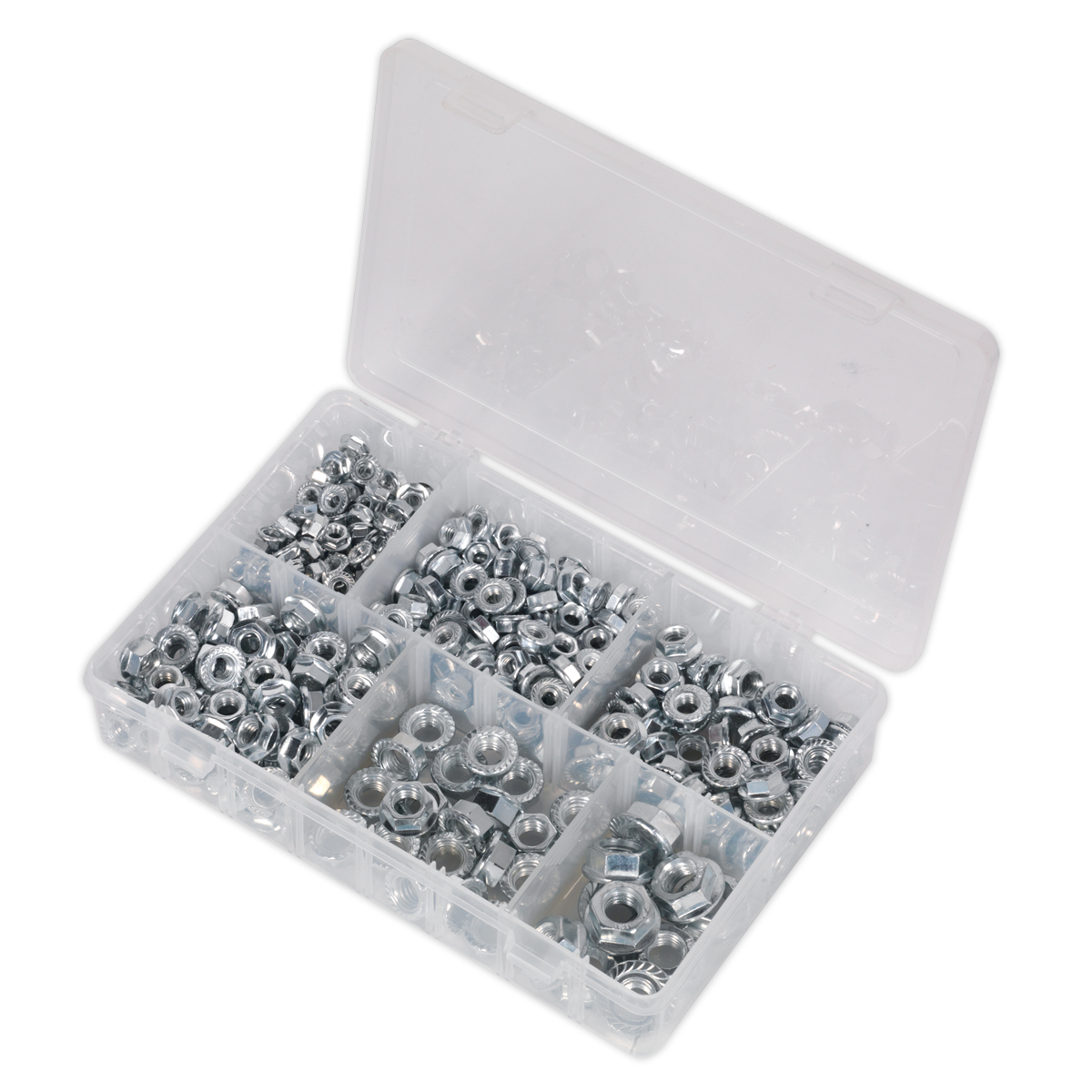 Sealey 390pc Serrated Flange Nut Assortment DIN 6293 - M5-M12 AB031FN