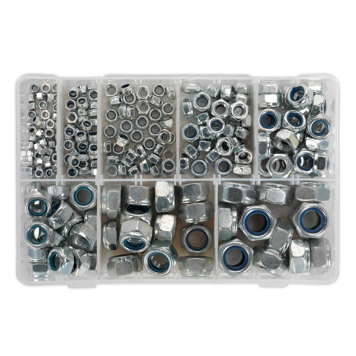 Sealey 255pc Nylon Locknut Assortment DIN 985 - M4-M16 AB033LN