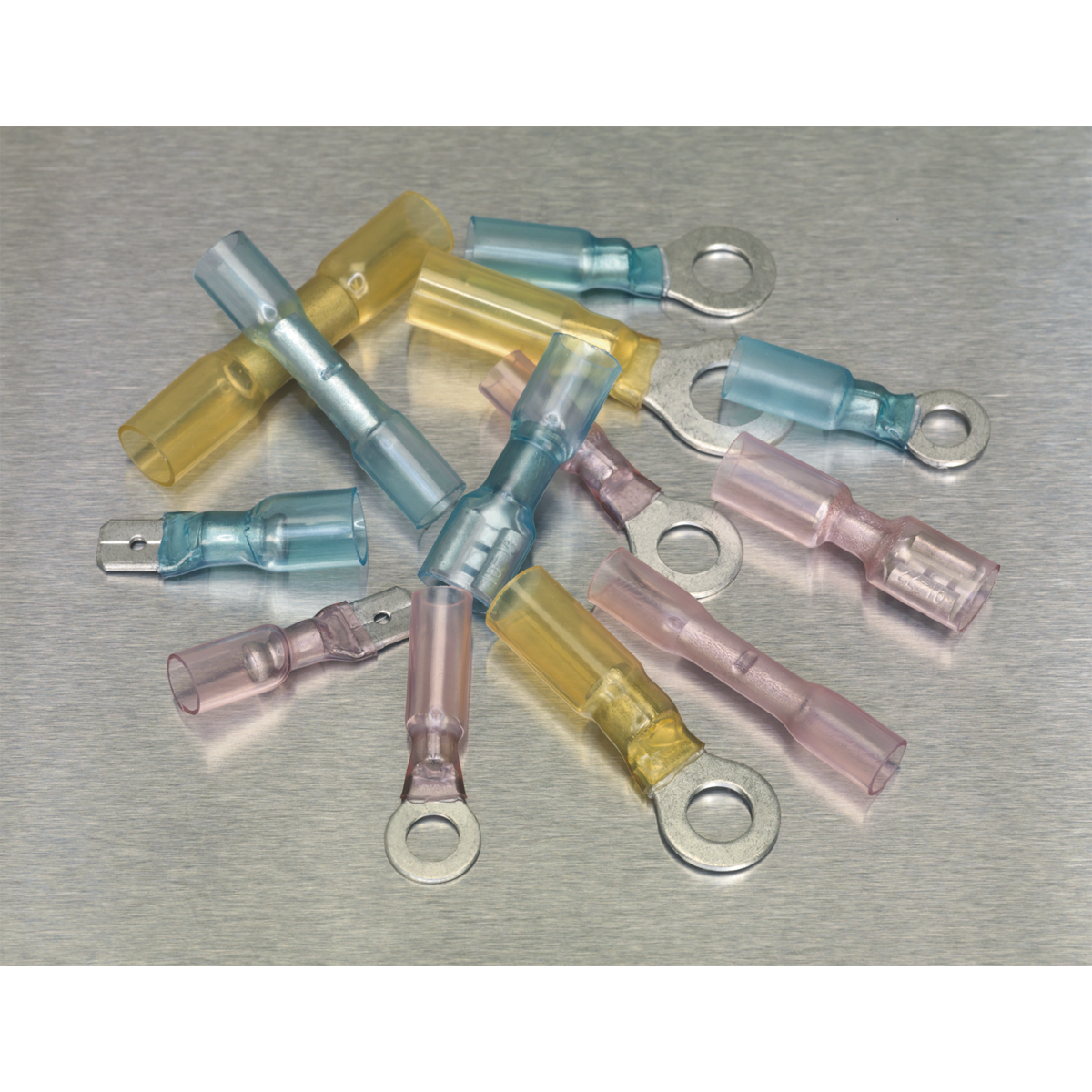 Sealey 142pc Adhesive Lined Heat Shrink Terminal Assortment - Blue, Red, Yellow AB037HT