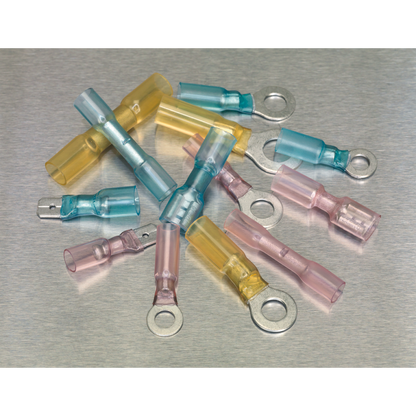 Sealey 142pc Adhesive Lined Heat Shrink Terminal Assortment - Blue, Red, Yellow AB037HT