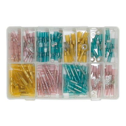 Sealey 142pc Adhesive Lined Heat Shrink Terminal Assortment - Blue, Red, Yellow AB037HT