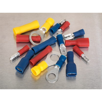 Sealey 200pc Blue, Red & Yellow Crimp Terminal Assortment AB038MT